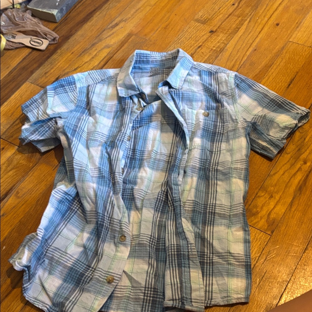 Falls Creek Blue and White Plaid Button-Down Shirt